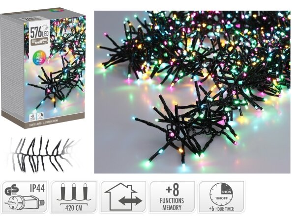 Vonkajší vianočný LED reťaz 576xLED/230V/8 funkcií 7,2 m IP44 viacfarebná