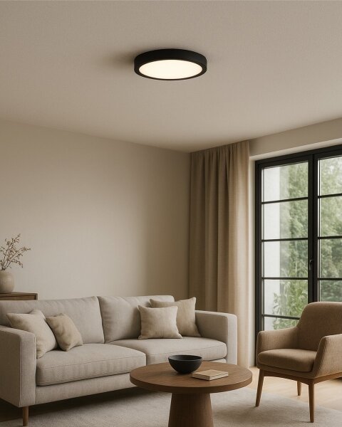 LED stropné svietidlo, 18 W, 230 V, 3000/4000/6500 K, priemer 23 cm, čierne