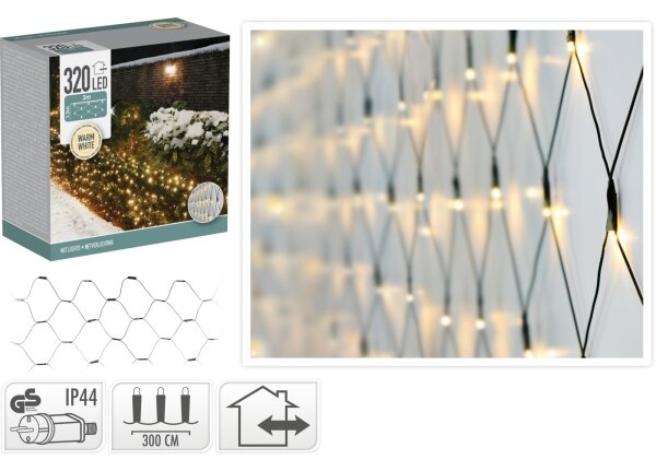 LED Vonkajší vianočný záves 320xLED/230V 3x1,5 m IP44 teplá biela