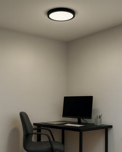 LED stropné svietidlo, 18 W, 230 V, 3000/4000/6500 K, priemer 23 cm, čierne