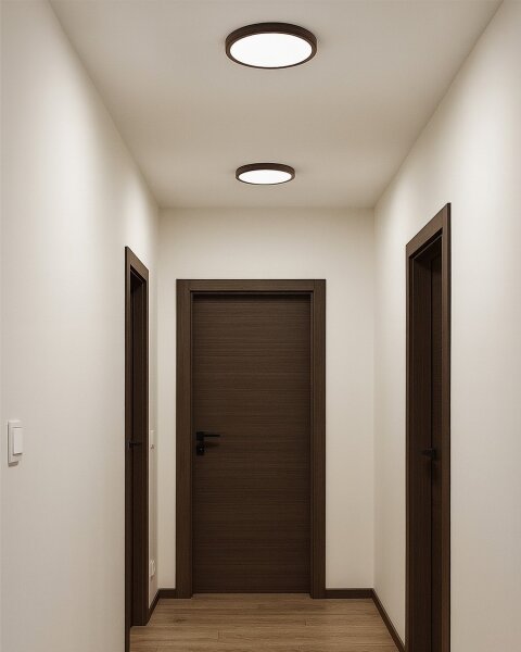 LED stropné svietidlo LED/18W/230V s prepínateľnou teplotou svetla 3000/4000/6500K, priemer 23 cm, hnedé
