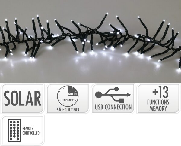 LED solárna reťaz 768xLED/3,7V/13 funkcií 1200 mAh 8,6 m IP44 studená biela + diaľkové ovládanie