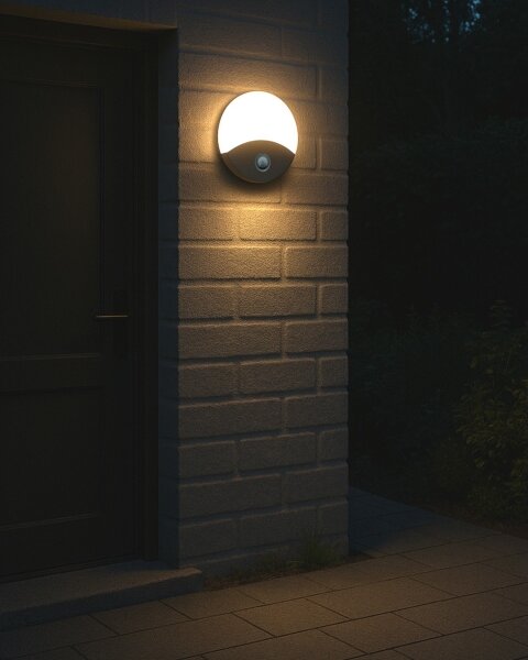 LED vonkajšie nástenné svietidlo s pohybovým senzorom, 18 W, 230 V, IP44, biele