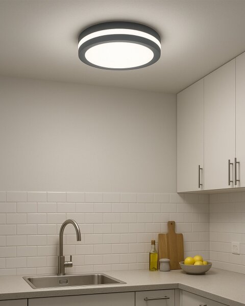 LED stropné svietidlo s pohybovým senzorom LED/20W/230V 3000/4000/6500K IP54 antracit