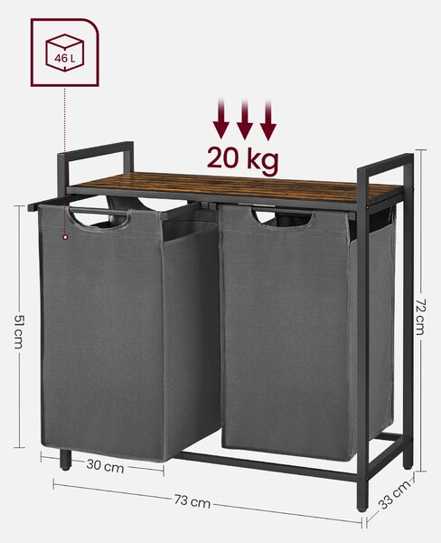 KÔŠ NA BIELIZEŇ, hnedá, sivá, čierna MID.YOU - Žehlenie & pranie, Online Only