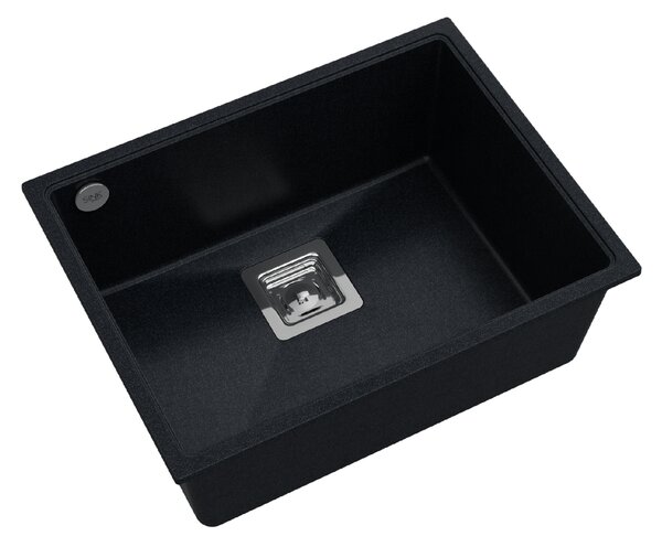 Sink Quality Argon 60, kuchynský granitový drez 550x420x225 mm + chrómový sifón, čierna škvrnitá-Brocade, SKQ-ARG.B.1KBO.60.X
