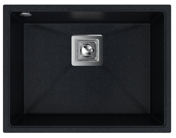 Sink Quality Argon 60, kuchynský granitový drez 550x420x225 mm + chrómový sifón, čierna škvrnitá-Brocade, SKQ-ARG.B.1KBO.60.X