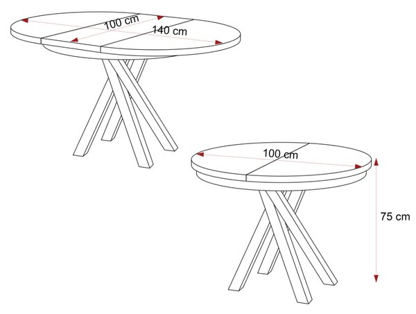 Okrúhly rozkladací jedálenský stôl MARCIUS 100-140cm čierna