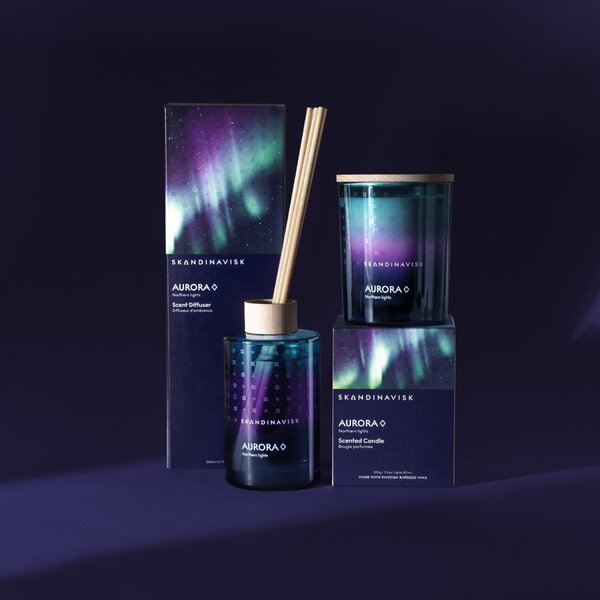 Darčekový set AURORA (polárna žiara) – vonná sviečka a difuzér