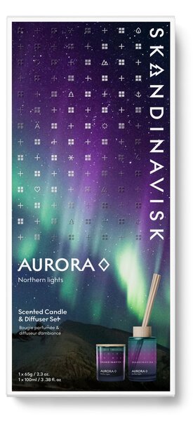 Darčekový set AURORA (polárna žiara) – vonná sviečka a difuzér