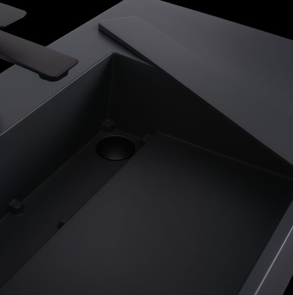 Rea Archi, umývadlo na dosku z konglomerátu 750x430x140 mm, ľavá verzia, šedá matná, REA-U4303