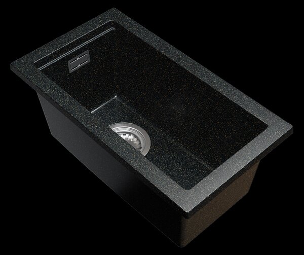 Gamma Decor 2850, 1-komorový granitový drez 280x500x207 mm, čierna so zlatými bodmi, GMA-ZLE000177