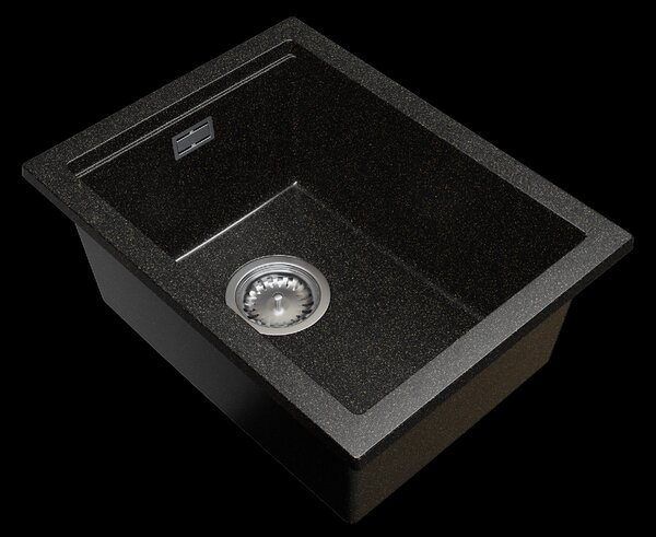 Gamma Decor 3850, 1-komorový granitový drez 380x500x207 mm, čierna so zlatými bodmi, GMA-ZLE000179