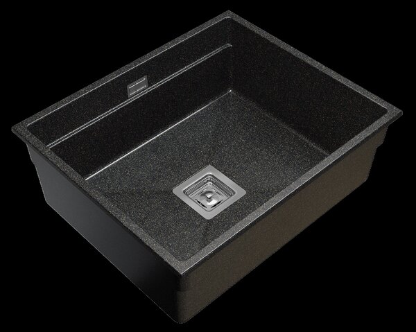 Gamma Decor 6050, 1-komorový granitový drez 600x500x220 mm, čierna so zlatými bodmi, GMA-ZLE000112