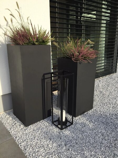 Kvetináč BLOCK, sklolaminát, výška 80 cm, antracit, outlet