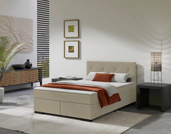 BOXSPRINGOVÁ POSTEĽ, 140/200 cm béžová MID.YOU - Online Only spálne, Online Only