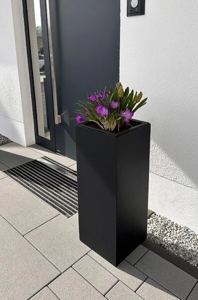 Kvetináč BLOCK, sklolaminát, výška 75 cm, antracit