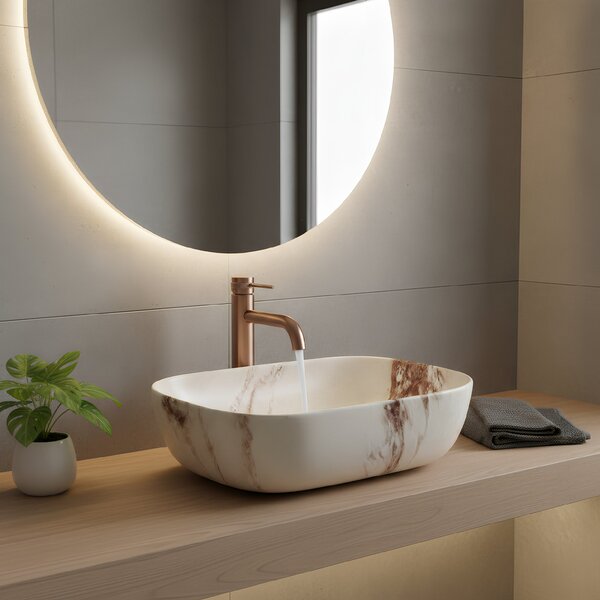 Rea Belinda, umývadlo na dosku 465x330x135 mm, imitácia kameňa-Marrone Matt, REA-U3600