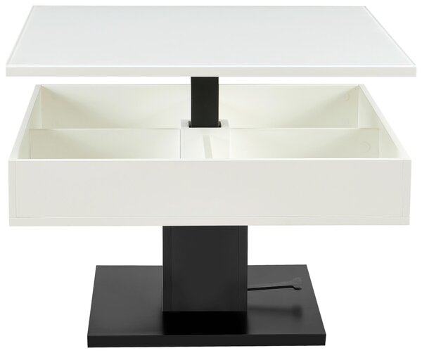 KONFERENČNÝ STOLÍK, čierna, biela, kov, sklo, kompozitné drevo, 80/80/47 cm Livetastic - Stolíky do obývačky, Online Only