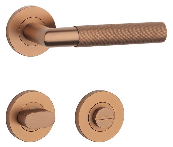 Dverové kovanie MP SH - OVAL - R 1742 PRO 8 MM (CUM PVD - Meď matná PVD), kľučka-kľučka, Bez spodnej rozety, MP CUM (matná meď)