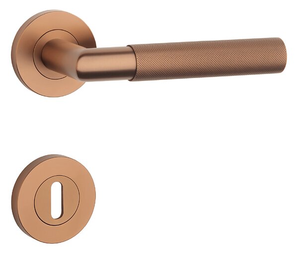 Dverové kovanie MP SH - OVAL - R 1742 PRO 8 MM (CUM PVD - Meď matná PVD), kľučka-kľučka, Bez spodnej rozety, MP CUM (matná meď)