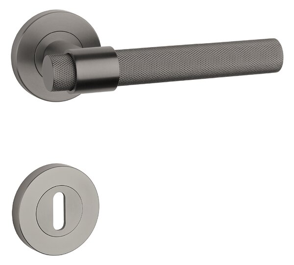Dverové kovanie MP SH - OVAL - R 1743 PRO 8 MM (T PVD - Titan PVD), kľučka-kľučka, Bez spodnej rozety, MP Titan