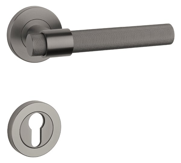Dverové kovanie MP SH - OVAL - R 1743 PRO 8 MM (T PVD - Titan PVD), kľučka-kľučka, Bez spodnej rozety, MP Titan