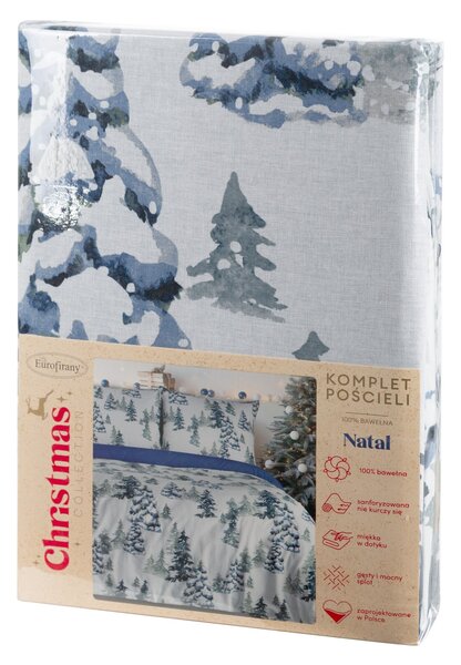 VIANOČNÉ RENFORCÉ OBLIEČKY NATAL 200X220 CM, 2 KS 70X80 CM VZOROVANÉ