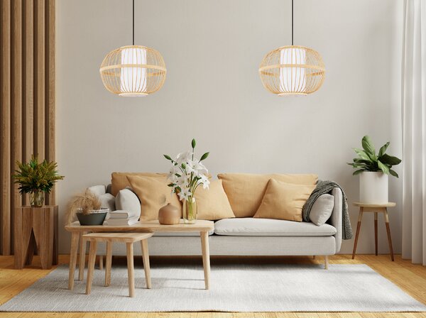 Toolight Natural, závesné stropné svietidlo 50cm 1xE27 APP1632-1CP, prírodná hnedá-biela, OSW-05144