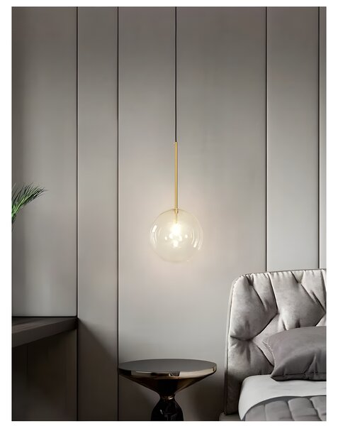 Toolight Toolight, sklenené guľové závesné stropné svietidlo 15cm, 1xG4, APP1680-1CP, OSW-04300
