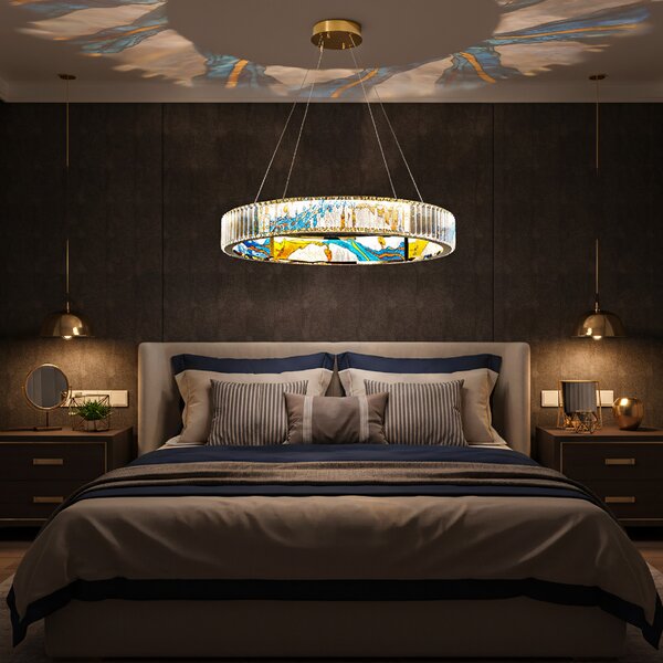 Toolight Toolight, LED stropné svietidlo 60cm + diaľkové ovládanie APP1748-CP, zlatá-priehľadná, OSW-07894