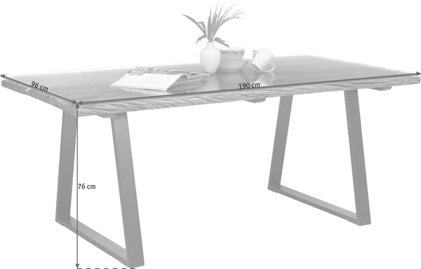 JEDÁLENSKÝ STÔL, prírodná farba, čierna, 190/95/76 cm Ambia Home - Stoly