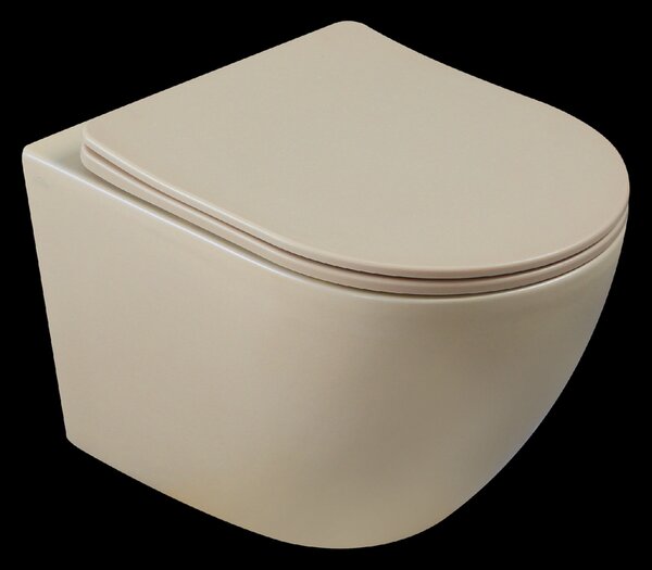 Invena Tavro, závesná misa 490x360x350 mm + WC sedadlo, QFS, béžová-cappuccino, INV-CE-71-008-Y
