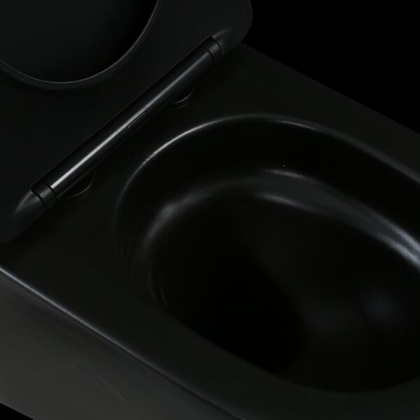 Invena Tavro, závesná misa 490x360x350 mm + WC sedadlo, QFS, čierna matná, INV-CE-71-005-Y