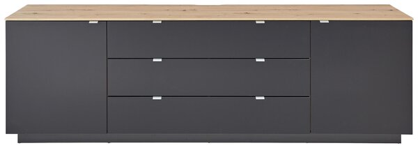 ŠIROKÁ KOMODA, čierna, dub artisan, 240/77/44 cm MID.YOU - Online Only drobný nábytok, Online Only