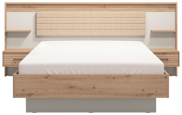 POSTEĽ S NOČNÝMI STOLÍKMI, 180/200 cm, kašmírová, dub artisan Xora - Postele