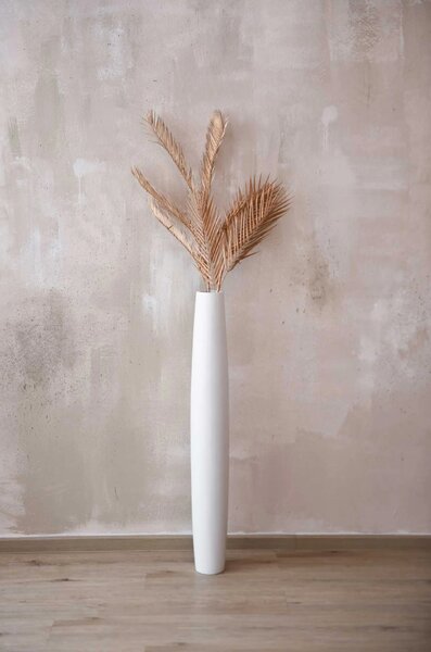 Vysoká váza ISONDRA, sklolaminát, výška 100 cm, biela