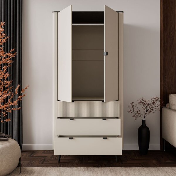 Vysoká komoda NICOLA 90 cm kašmír + sivý kameň