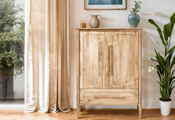 VYSOKÁ KOMODA, mangové drevo, prírodná farba, 90/120/40 cm Livetastic - Komody, Online Only