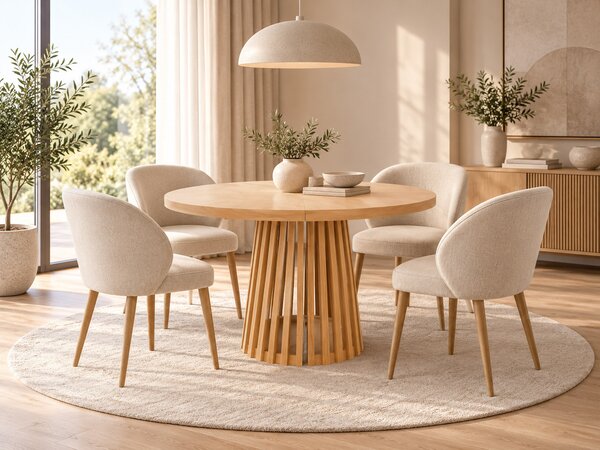 Okrúhly rozkladací jedálenský stôl MERINO dubová dyha