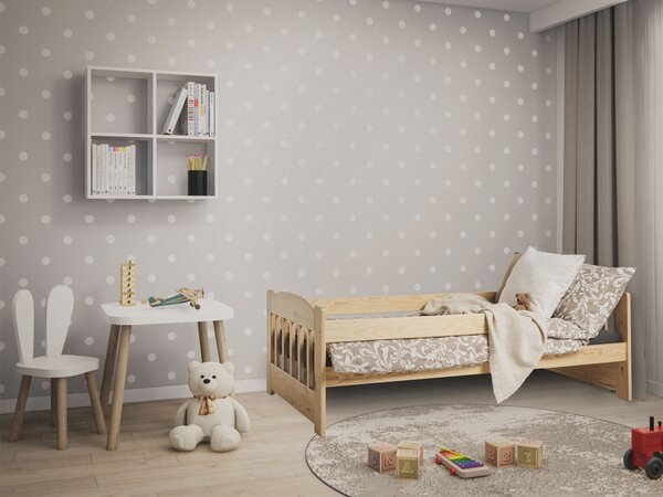 Detská drevená posteľ so zábranou 140x80 Stas - borovica