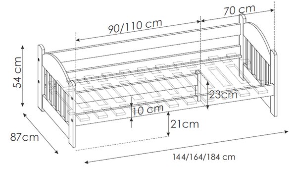 Detská drevená posteľ s úložným priestorom 160x80 Stas - biela
