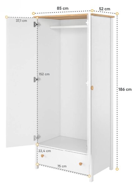 Dizajnová skriňa VERNON 85cm biela + dub nash