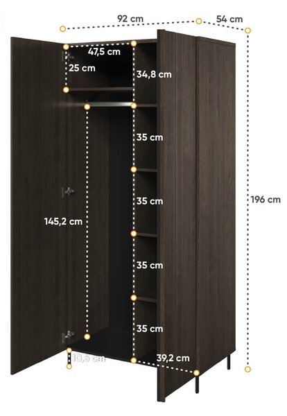 Šatníková skriňa YASMIN 92cm portlandský jaseň + čierna
