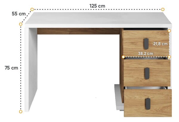 Písací stôl Karlos 125cm dub hikor