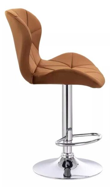LuxuryForm DESIGN Barová stolička LIVIO VELUR na striebornom tanieri - hnedá