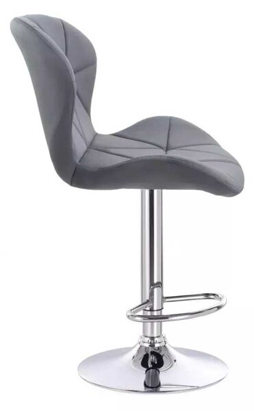 LuxuryForm DESIGN Barová stolička LIVIO VELUR na striebornom tanieri - tmavo šedá