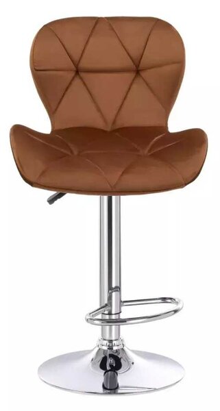 LuxuryForm DESIGN Barová stolička LIVIO VELUR na striebornom tanieri - hnedá