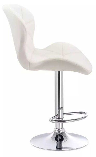 LuxuryForm DESIGN Barová stolička LIVIO VELUR na striebornom tanieri - biela