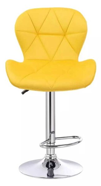 LuxuryForm DESIGN Barová stolička LIVIO VELUR na striebornom tanieri - žltá
